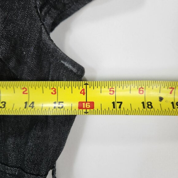 Sophisticated Edge: Le Chateau Black Denim Straight Dress – Size S, Cap Sleeve - Picture 6 of 10